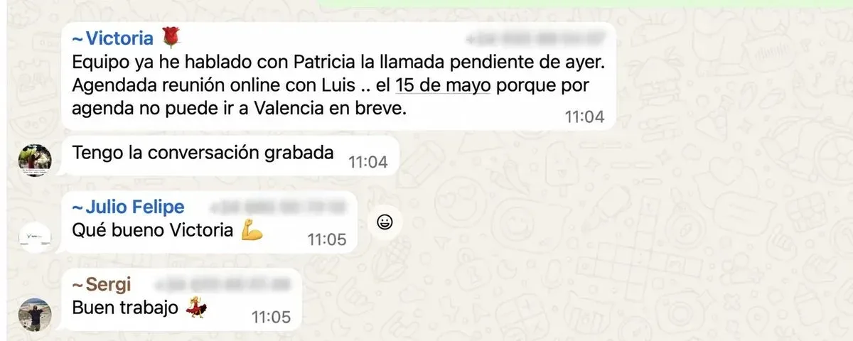 Captura de WhatsApp de una distribuidora que aplica el Método APOLO
