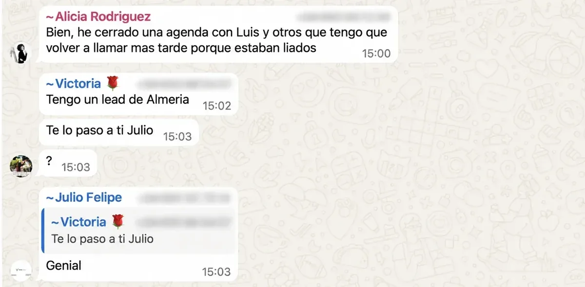 Captura de WhatsApp de una distribuidora que aplica el Método APOLO